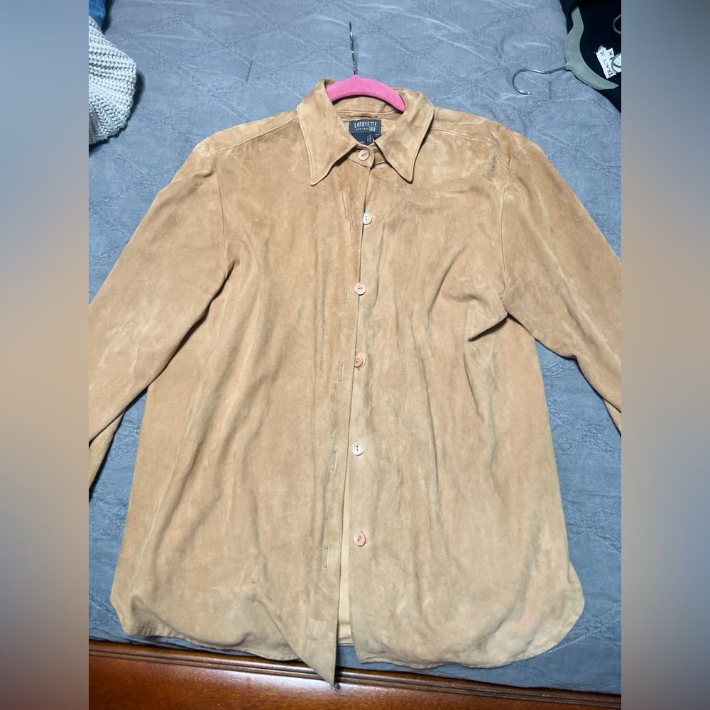 Lafeyette 148 New York Camel Colored 100% Leather Shirt